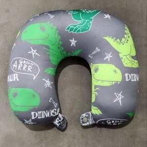 Cloudz Kids Microbead Travel Neck Pillow - Dinosaur green grey white